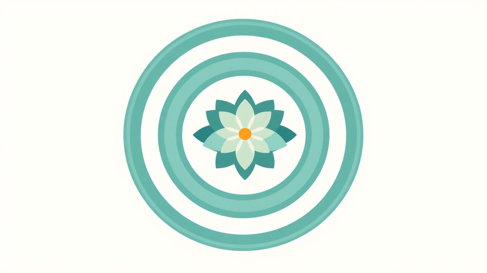 Illustrated concentric diagnostic rings around a lotus rosette