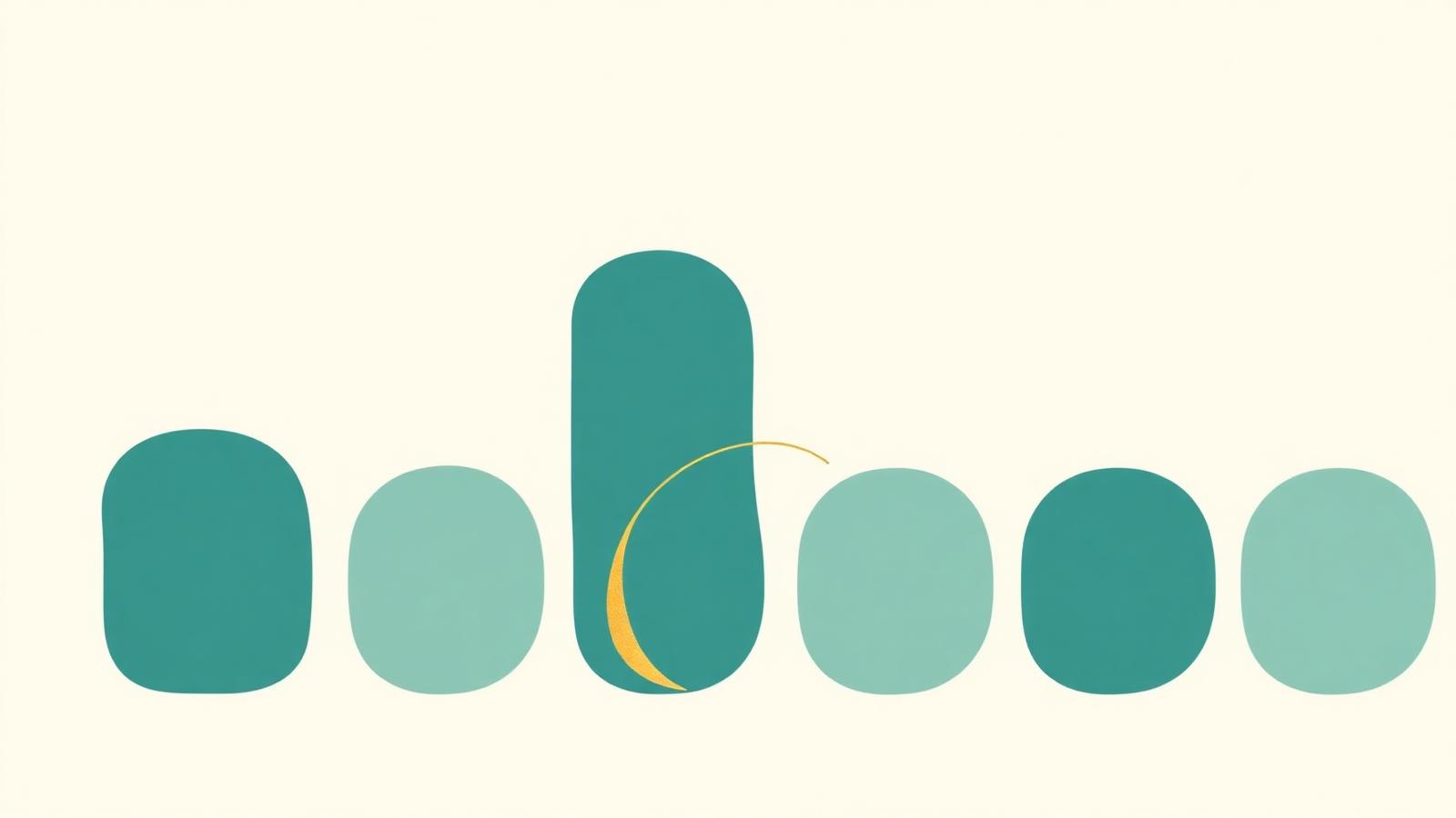 Illustrated set of eight rounded pillars representing dimensions of well-being